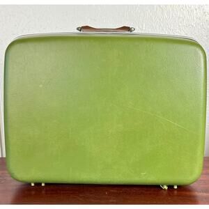 Green Samsonite Hard Shell Suitcase 1970s Travel Luggage
